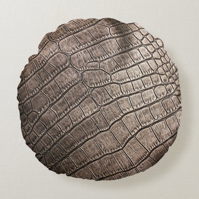 Close-Up Elegant Leather: Textured Pattern Round Cushion (Front)