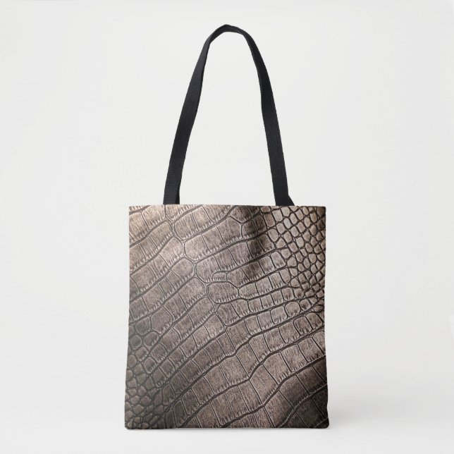 Close-Up Elegant Leather: Textured Pattern Tote Bag (Front)
