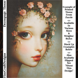 Close Up Floral Girl Vintage Canvas FF7R Decoupage Tissue Paper