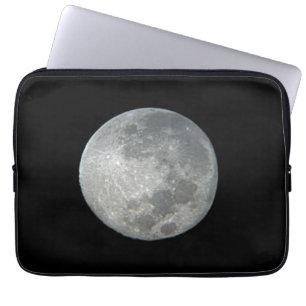 Close-Up Full Moon in the Night Sky.  Photography Laptop Sleeve
