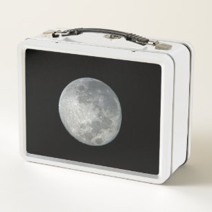 Close-Up Full Moon in the Night Sky. Photography Metal Lunch Box