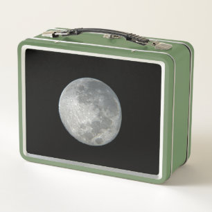 Close-Up Full Moon in the Night Sky. Photography Metal Lunch Box