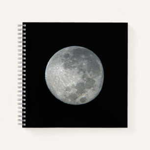 Close-Up Full Moon in the Night Sky.  Photography Notebook