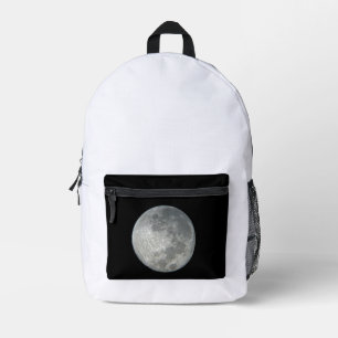 Close-Up Full Moon in the Night Sky.  Photography Printed Backpack