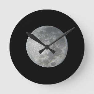 Close-Up Full Moon in the Night Sky. Photography Round Clock