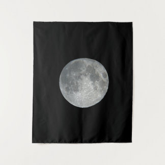 Close-Up Full Moon in the Night Sky. Photography Tapestry