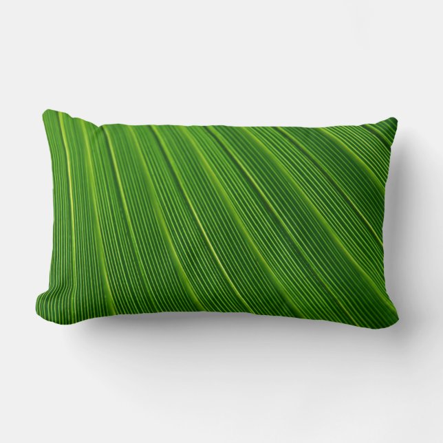 Close-up Green Leaf Lumbar Cushion (Front)