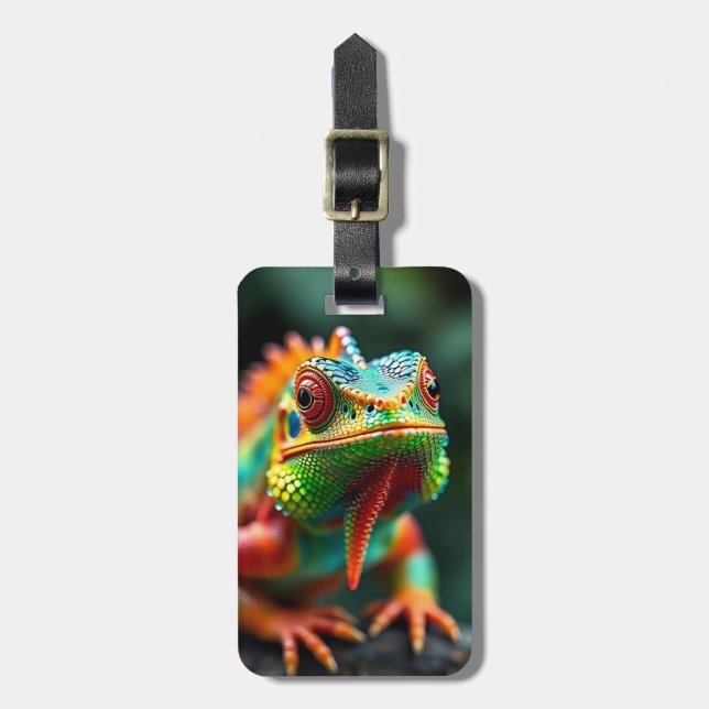 Close-up iguana portrait luggage tag (Front Vertical)