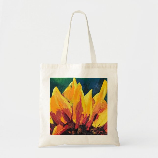 Close Up Impasto Sunflower Painting Tote Bag (Front)