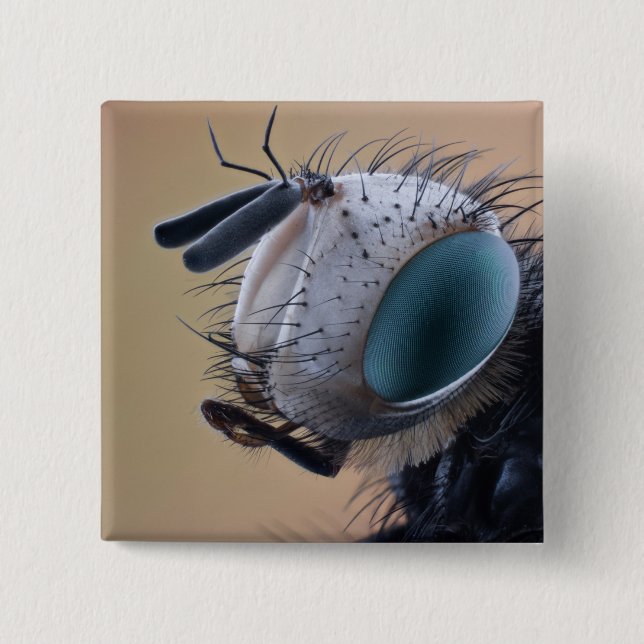 Close-up Insect Head 15 Cm Square Badge (Front)