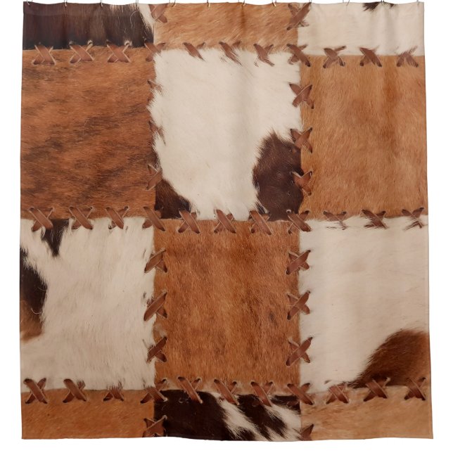 Close up leather patchwork textured background. shower curtain (Front)