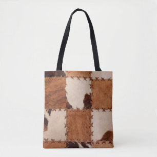 Close up leather patchwork textured background. tote bag