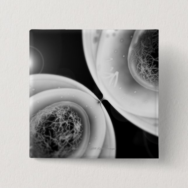 Close up look at cell division 15 cm square badge (Front)