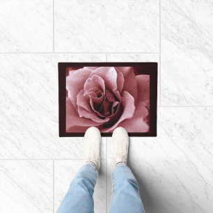 Close Up Monochrome Rose Flower Doormat