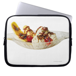 Close-up of a banana split laptop sleeve