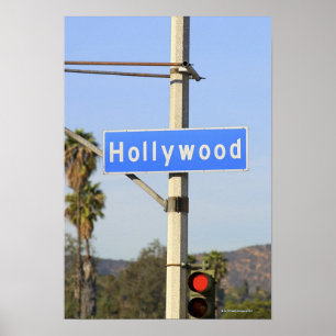 Close-up of a blue street sign on a lamppost