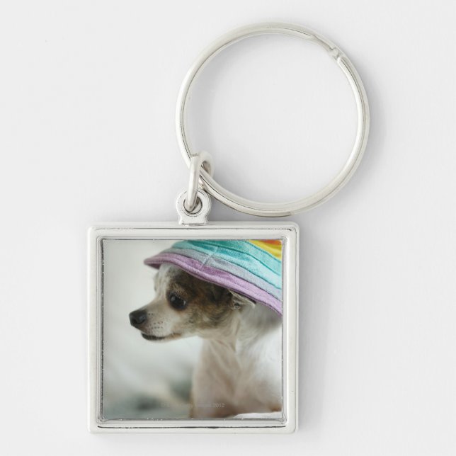 Close-up of a Chihuahua wearing a hat Key Ring (Front)