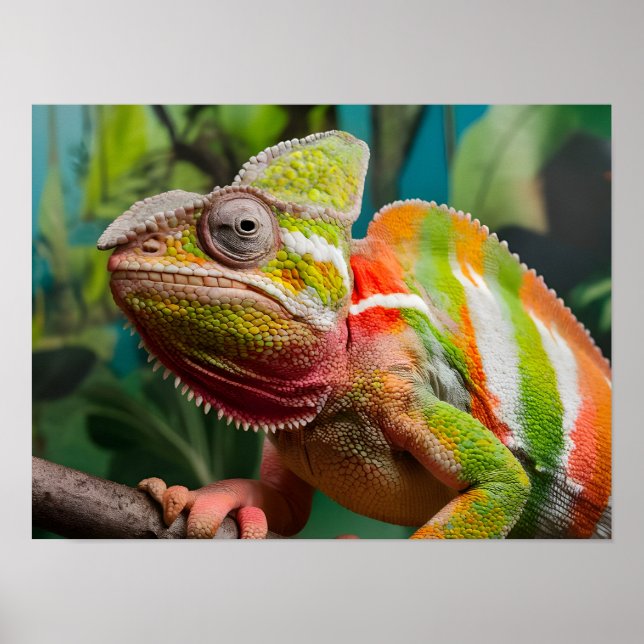 Close-Up of a Colourful Chameleon Lizard Poster (Front)