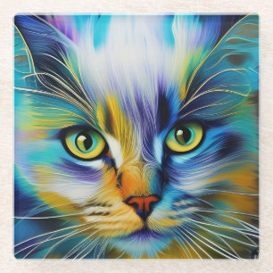 Close up of a Colourful Siamese Kitten Glass Coaster