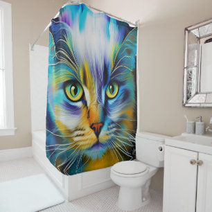 Close up of a Colourful Siamese Kitten Shower Curtain