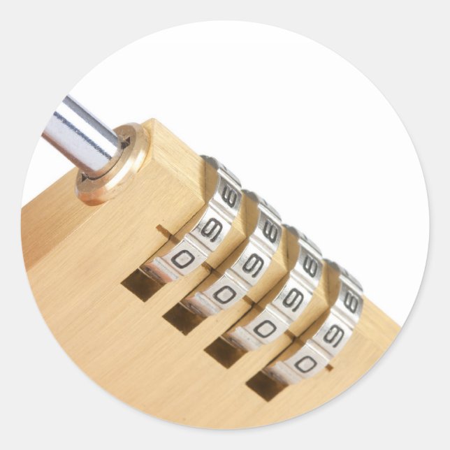 close up of a combination padlock  lock classic round sticker (Front)