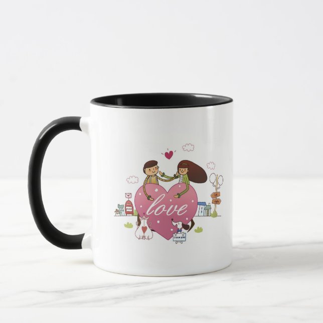Close-up of a couple holding a heart shape mug (Left)