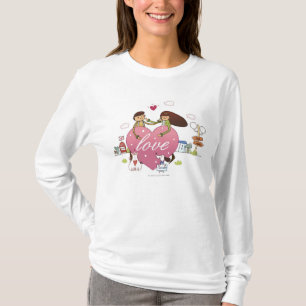Close-up of a couple holding a heart shape T-Shirt
