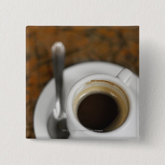 Close-up of a cup of coffee 2 15 cm square badge (Front)