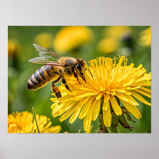 Close Up of a Honeybee Collecting Nectar Poster (Front)