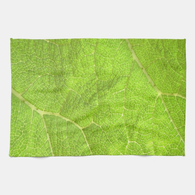 Close up of a leaf tea towel (Horizontal)