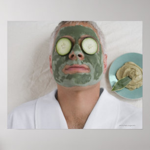 Close-up of a mature man lying down with a face poster