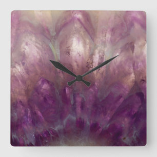 Close up of a purple Amethyst Square Wall Clock
