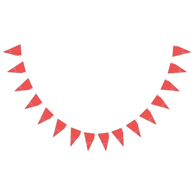 Close-up of a red and black patterned fabric, fe bunting  (All)