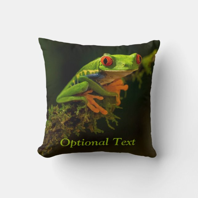 Close up of a Red Eyed Tree Frog #1 Cushion (Front)