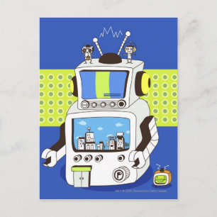 Close-up of a robot postcard
