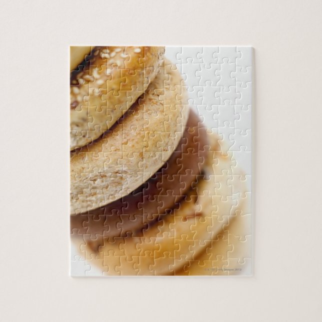 Close-up of a stack of assorted bagels jigsaw puzzle (Vertical)