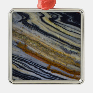 Close up of a Striated Jasper Slab Metal Tree Decoration