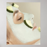 Close-up of a young woman wearing a facial mask