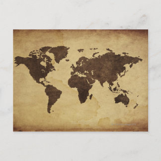 Close up of antique world map 3 postcard