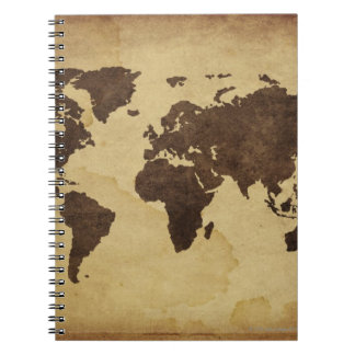 Close up of antique world map 3 spiral notebook