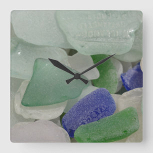 Close up of beach glass, Alaska Square Wall Clock