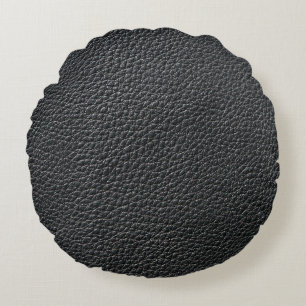 Close up of black leather texture and backgroundle round cushion