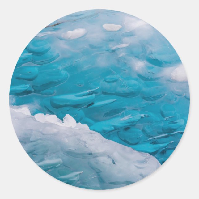 Close-up of blue ice classic round sticker (Front)