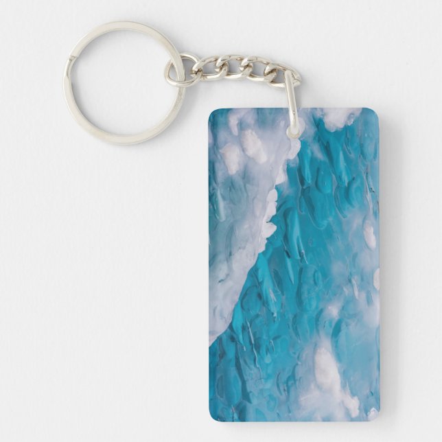 Close-up of blue ice key ring (Front)