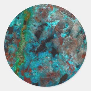 Close up of blue Shattuckite Classic Round Sticker