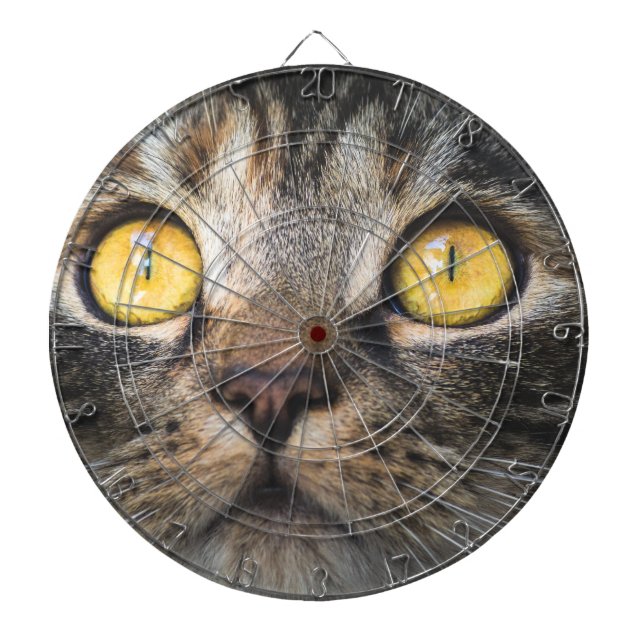 Close-up of Cat with Yellow Eyes Dartboard (Front)