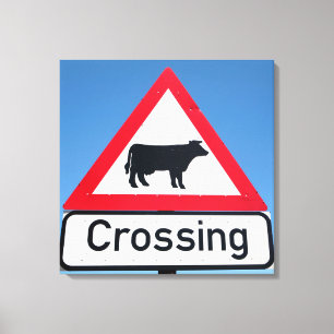 Close-Up Of Cattle Crossing Sign. Western Cape Canvas Print