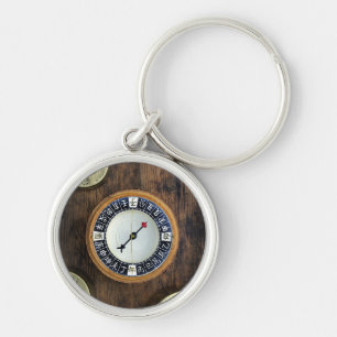 Close Up Of Chinese Compass And Gold Weights Key Ring