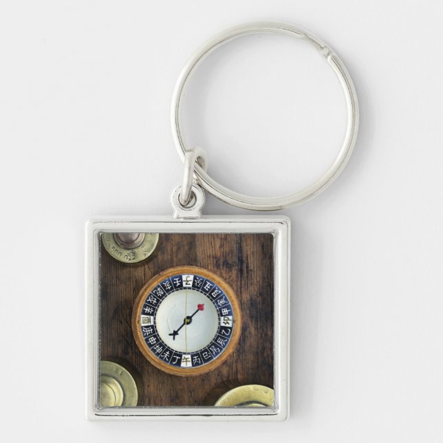 Close Up Of Chinese Compass And Gold Weights Key Ring (Front)