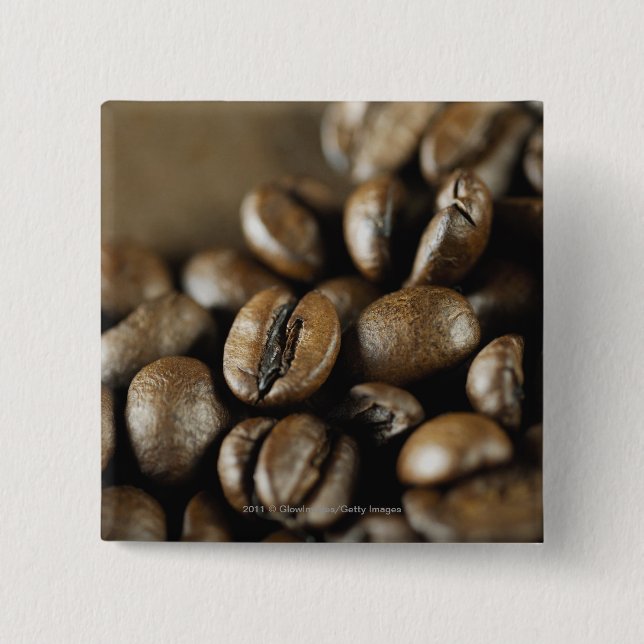 Close-up of coffee beans 15 cm square badge (Front)